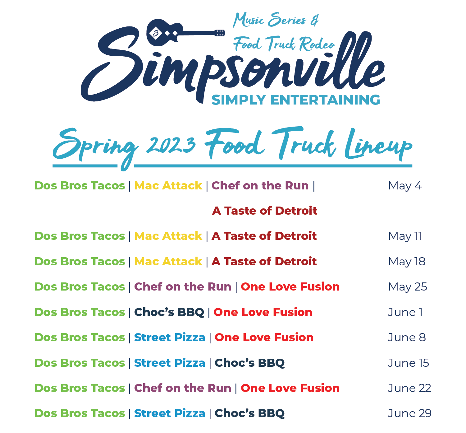 SMSFTR 23 Only Food Truck Lineup